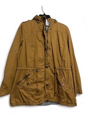 YMI Men's Hooded Shirt Jacket in Mustard Brown